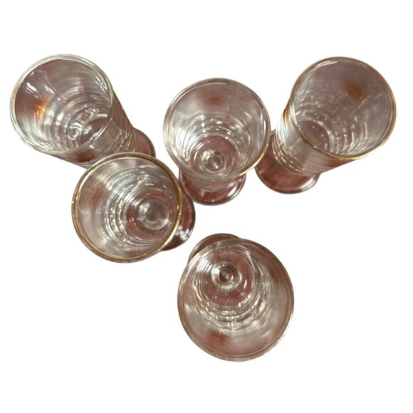 Vintage 1960s Atomic Starburst Cordial Glass Footed 4.5" Tall MCM Set Of 5 - Picture 3 of 5